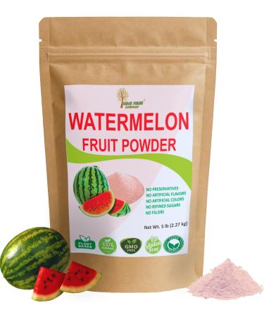 Indus Farms All Natural Watermelon Fruit Powder Instant Electrolytes Pre-Workout & Post-Workout Supplement Beverage Enhancer Marinades Sauces Salads Face Masks GMO-Free | 5 LB 80 Ounce (Pack of 1)