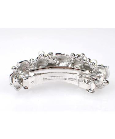 TROTH FASHION Crystal Rhinestone Metal Hair Barrette - Anti Slip Large Hair Clip for Thin & Thick Hair - Stylish Hair Accessory in Crystal White - Buy Online on GoSupps.com