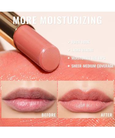 Oulac Nude Peach Lipstick - Moisture Shine Hydrating Lipstick & Tinted Lip Balm - Buy Online on GoSupps.com