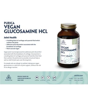 PURICA - Vegan Glucosamine HCL 180 Capsules - Supports and Maintains Cartilage Health - Key Factor in Overall Joint Health and Mobility - Buy Online on GoSupps.com