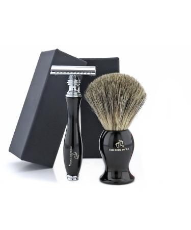 The Body Tools Men's Wet Shaving Set Badger Hair Shaving Brush and Razor 2 Pieces