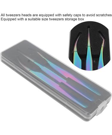 Nail Art Tweezers False Eyelashes Tweezers 3 Pieces Curved and Pointed Straight Half-Curved Makeup Tweezers Rainbow Stainless Steel Precision Jewelry-Making T - Buy Online on GoSupps.com