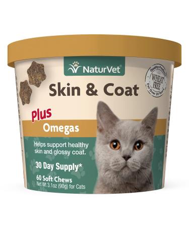 NaturVet  Skin & Coat Plus Omegas For Cats  60 Soft Chews  Supports Healthy Skin & Glossy Coat  Enhanced with Omega-3, Omega-6 & Biotin  30 Day Supply 60 Count (Pack of 1) - Buy Online on GoSupps.com