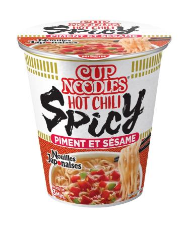 AUCHAN Pack of 3 units *** NISSIN Cup Japanese noodles hot chili spicy chili and sesame 1 serving 66g