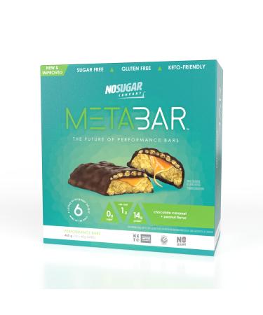 *NEW* No Sugar META BAR - High Protein Energy Bars 0g Sugar 14g Protein Low Net Carb Chocolate Caramel & Peanut - Grab & Go Protein Snack Bars with Six Layers of Decedent Delight - Gluten Free Keto Friendly (Chocolate Caramel & Peanut 12 Bars) Chocolate C