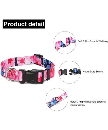 Suredoo Adjustable Soft Nylon Dog Collar for Small & Medium Dogs - Pink Flower Design Comfort Fit (M: 33-55 cm Neck) - Buy Online on GoSupps.com