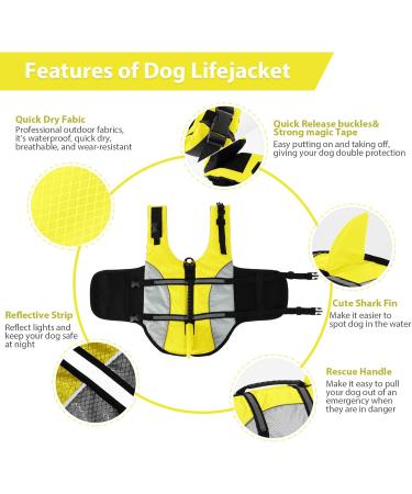 Alagirls Small Dog Wowers - Sporty Lifeguard Vest with Adjustable Straps (Aladlj001) - Yellow & Gray M: 48-58cm Chest Circumference - Buy Online on GoSupps.com