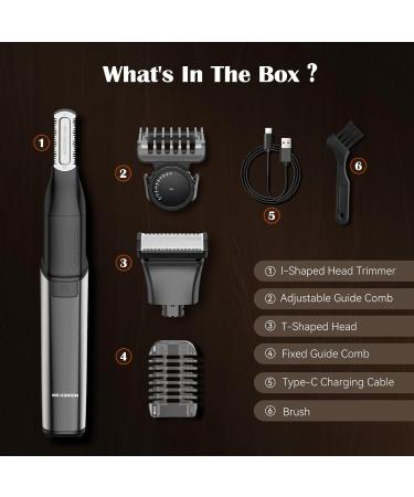 Waterproof Body Hair Trimmer Kit - Cordless Adjustable Combs & Interchangeable Heads for Safe Groin Chest Back & Armpit Grooming - Buy Online on GoSupps.com