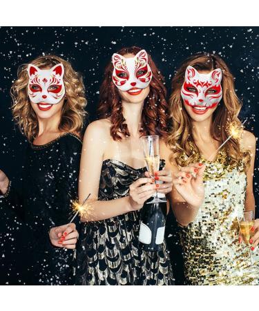 Buy Abaodam Therian Cat Masks - 2pcs White DIY Half Face Masks for Kids | Masquerade & Party Accessories | International Shipping - Buy Online on GoSupps.com