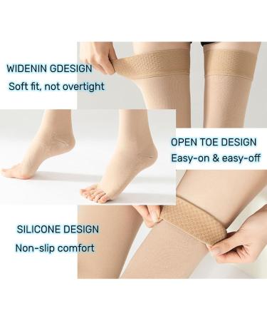 Thigh High Compression Stockings for Women & Men - Open Toe 20-30mmHg Support for Enhanced Blood Circulation - X-Large Size - Buy Online on GoSupps.com