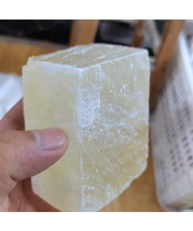 Natural Crystal Rough Natural Crystal 200-900g Natural Transparent Yellow Optical Calcite Orange Crystal Stones and Rough Specimen Gemstone Specimen (Size : 200-250g)