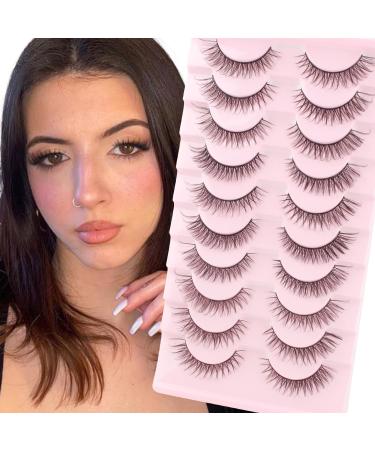 Parrarri artificial eyelashes cateye russian false eyelashes of course 10 pairs of russian strip lashes curly cat eye lashes reusingba false lashes mink wispy fake eyelashes 10s-Sj34-p