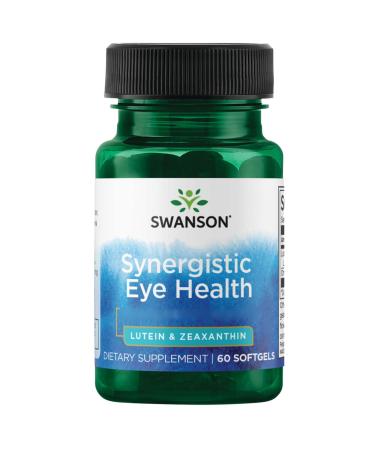Swanson Synergistic Eye Health Lutein & Zeaxanthin 60 soft capsules high dose laboratory testing soybreis gluten -free without genetic engineering