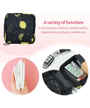 Portable Sanitary Napkin & Menstrual Cup Storage Bag - Black Lemon | Ideal Period Pouch for Women & Teen Girls - Buy Online on GoSupps.com