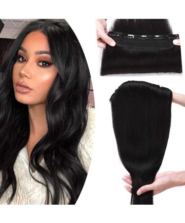 Sego hair extensions clip in extensions thick 7a 100% real human hair 1 part 5 clips poet hair part remy real hair smooth black#1-1 22 "(55cm) -100g 55 cm black#1