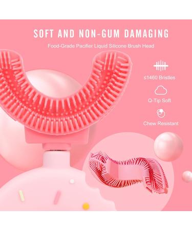 U-Shaped Toothbrush for Children | 360 Soft Silicone Donut Toothbrush for Ages 2-8 | Grundic Cleaning (Pink) - 1 Pack - Buy Online on GoSupps.com