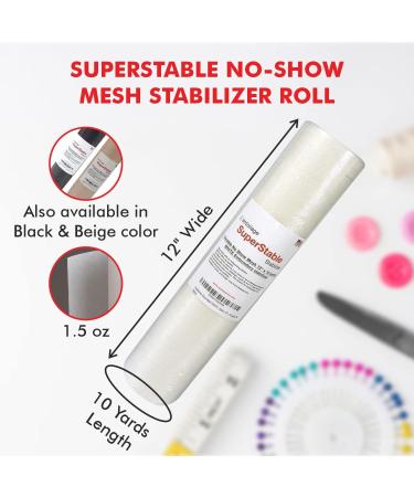 Invisible No-Show Mesh Stabilizer 1.5 oz Cutaway Stabilizer 12x10yd Roll - SuperStable Lightweight Cut Away Backing for Machine Embroidery - Made in USA (White) - Buy Online on GoSupps.com