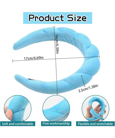 Pipihome Puffy Spa Headband for Women Sponge Terry Towel Cloth Fabric Head Band Puffy Makeup Headband for Skincare Face Washing Makeup Removal Shower Facial Mask (Blue) - Buy Online on GoSupps.com