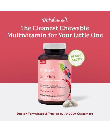 Dr. Fuhrman Pixie Vites Chewable Children's multivitamin | Whole Food Kids Multi with Vitamin D3 K2 & Zinc | Sugar Free Vegan Non-GMO | Organic Natural Fruits and Veggies | Berry Flavor | 120 Tabs - Buy Online on GoSupps.com
