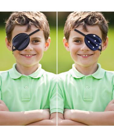 eZAKKA Silk Eye Patches for Amblyopia Strabismus, Medium size, Navy with Star and Black Polka Dots, 2 Count - Adults Kids - Buy Online on GoSupps.com