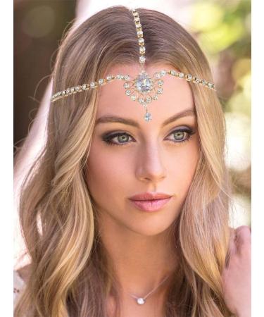 Crystal Boho Head Chain Hair Jewelry - Gold Headpiece for Women and Girls - Buy Online on GoSupps.com