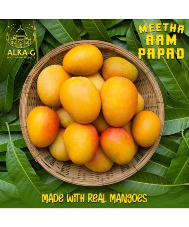 ALKA-G Aam Papad Cubes 9oz (225gm) | Authentic Indian Mango Snack made with Real Mango Pulp | Sweet & Sour Bar Candy | Reasealable Pack - Buy Online on GoSupps.com