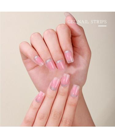JMEOWIO Gel Nail Strips French Tip Glitter Gel Nail Stickers Nail Supplies Nail Art Design Decoration Accessories - Buy Online on GoSupps.com
