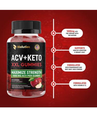 Keto Gummies Apple Cider Vinegar 1000mg for Healthy Weight & Energy - Gut Health Support with Beetroot & Pomegranate - Digestion, Detox & Cleansing - Buy Online on GoSupps.com