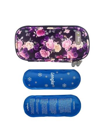 Onegenug insulin travel cooling bag diabetes medical cooling bag Isothermal insulin bag with 2 ice cream bags for medication cooler rose patterns