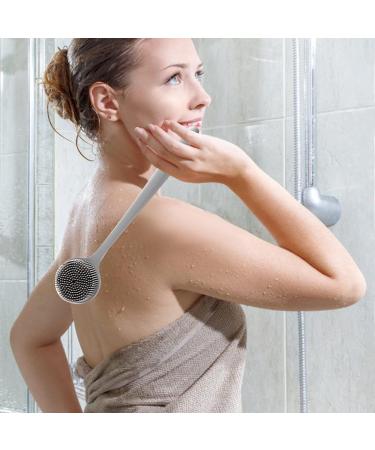 Wanworld Silicone Body Brush - Long-Handled Back Scrubber with Soft Bristles & Massage Function - Double-Sided Bathing Shower Brush in Gray | International Shipping Available - Buy Online on GoSupps.com