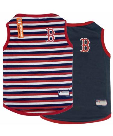 Pets First MLB Boston RED SOX Reversible T-Shirt, Medium for Dogs & Cats. A Pet Shirt with The Team Logo That Comes with 2 Designs Stripe Tee Shirt on one Side!, Team Color (RSX-4158-MD) Medium BOSTON RED SOX REVERSIBLE TEE