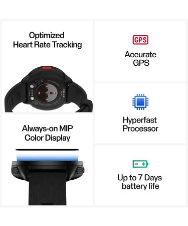 Polar Pacer GPS Running Watch - High-Speed Processor, Ultra-Light Design, Bright Display - Black S-L - Buy Online on GoSupps.com