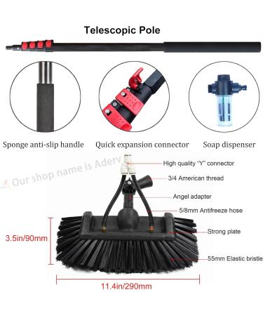 3.6-10.8 M Washing Kit: Water-fed Brush Soap Dispenser Window Cleaning Pole Water Fed Telescopic Brush Window Cleaner Equipment Car Cleaning Brush (6M) - Buy Online on GoSupps.com