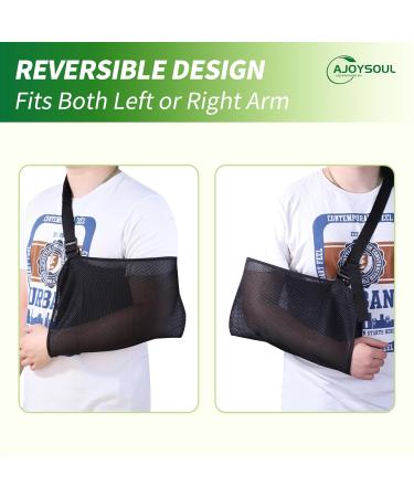 Arm Support Sling for Elbow Wrist & Shoulder Injuries - Lightweight Adjustable Arm Sling for Men & Women - Large Black - Buy Online on GoSupps.com