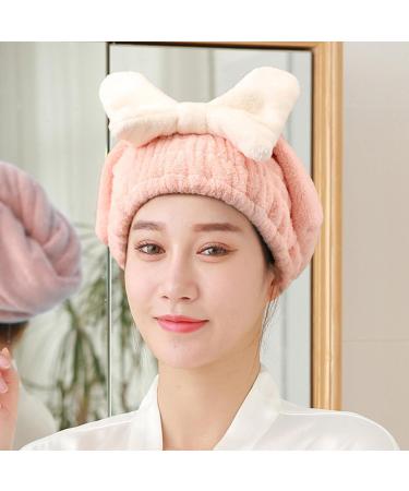 Absorbent Quick Dry Cap - Skin Friendly Hair Dry Bath Cap Super Absorbent Microfiber Hair Band | Hair Wrap Tape with Towel t Pink - Buy Online on GoSupps.com