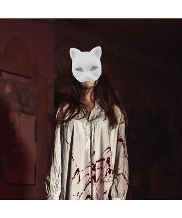 PRETYZOOM Cat Mask - White DIY Half Face Animal Mask for Halloween & Cosplay Parties - International Shipping Available - Buy Online on GoSupps.com