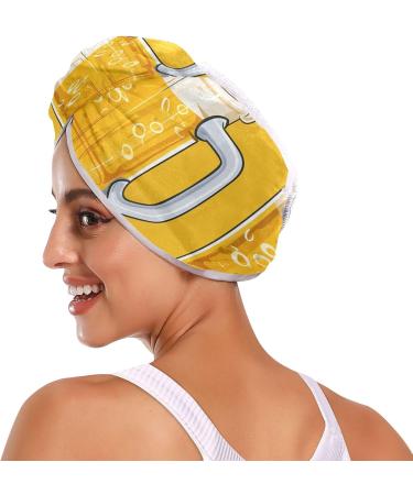 Beer Yellow Hair Towel 2 Pack - Super Absorbent Quick Dry Hair Turbans for Women & Girls | Stylish & Functional - Buy Online on GoSupps.com