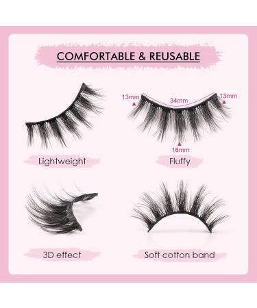 Shop 3D Dramatic False Eyelashes - 5 Pairs of Fluffy Voluminous Reusable Strip Lashes | Glowing Win - Buy Online on GoSupps.com