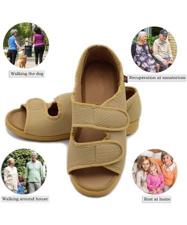 XMSM Memory Foam Diabetic House Slippers for Elderly Swollen Feet - Women's Adjustable Strap Open Toe Sandal in Apricot (Size 6 Wide) - Buy Online on GoSupps.com