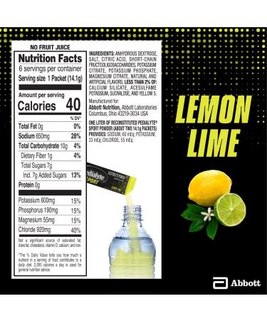 Pedialyte Sport Electrolyte Powder Lemon Lime 36 Count - Fast Hydration for Muscle Support Before, During & After Exercise - Buy Online on GoSupps.com