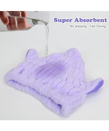 Unaone 2 PCS Kids Hair Drying Towels - Microfiber Quick Dry Hair Turbans for Curly Long Thick Hair - Purple & Green - Buy Online on GoSupps.com