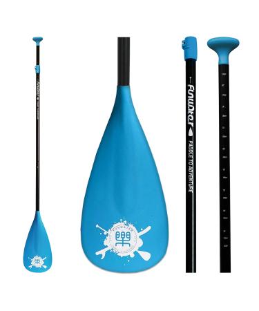 FunWater SUP Paddles - Adjustable Stand Up Paddle 3 Piece Floating Alloy Portable Paddle Board Paddles - Lightweight & Floating oars - Durable and Packable - Efficient Padding BLACK/BLUE