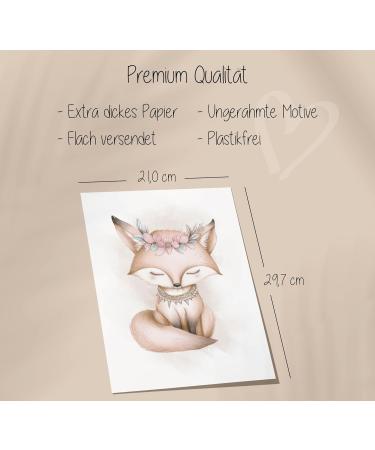 Lavema Baby Room Decoration Poster - Boho Forest Animals Art for Girls | A4 Wall Pictures for Children s Rooms | Beige Nursery Decor - Buy Online on GoSupps.com