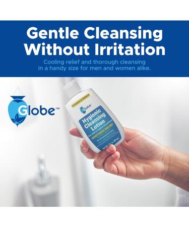 Globe Hygienic Cleansing Lotion for Men and Women, Discomfort, Pain & Itch Relief for Sensitive Areas, Cooling, Non-Irritating & Non-Drying Gentle Personal Care Cleanser, Travel Must Have,3 oz Bottle - Buy Online on GoSupps.com