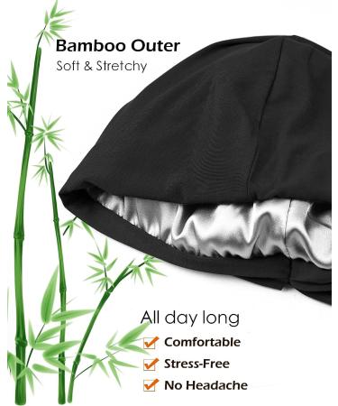 Satin Lined Halo Turban Set for Men - X-Large Black & Dark Heather Grey - Buy Online on GoSupps.com