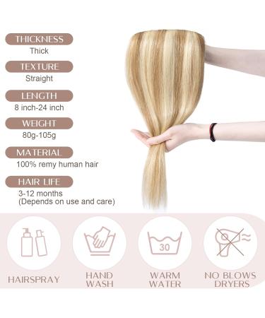 20 inches SEGO One Piece Clip in Remy Real Hair Extensions Human Hair THICK #12/613 Golden Brown&Bleach Blonde Hairpieces for Women 3/4 Full Head Straight (95g) - Buy Online on GoSupps.com
