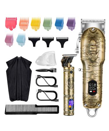 Vsmooth Professional Hair Clippers for Men Zero Gapped Trimmer Cordless Barber Clippers Electric Hair Cutting Grooming Waterproof Clipper Rechargeable Beard Trimmer Adjustable Detail Haircut Kit(Gold)