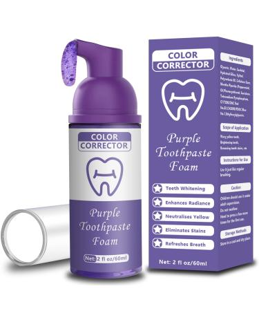 Purple Toothpaste Whitening Purple Toothpaste for Teeth Whitening Purple Toothpaste Foam Tooth Color Corrector Tooth Stain Removal Fresh Breath and Teeth Whitening Booster 2 fl oz. Model: #04
