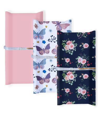 AMROSE 3 Pack Easy Care Changing Pad Covers - Ultra Soft Microfiber Sheets for Baby Boys and Girls - Floral & Butterfly Design - Pink (Set of 3) - Buy Online on GoSupps.com