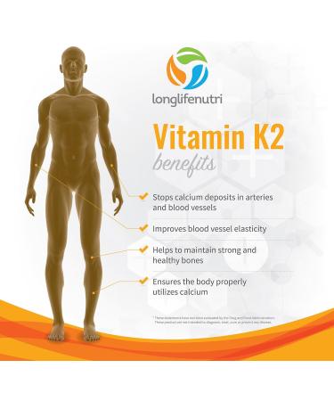 Vitamin K2 MK7 100mcg with MenaQ7, 120 Vegetarian Capsules | Heart and Bone Health Supplement with Natto Nattokinase | Cardiovascular Vitamins with Menaquinone 7 | Non-GMO K2 MK7 120 Count - Buy Online on GoSupps.com